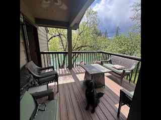 Side porch with gas fire and seating