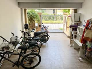 Garage - four bicycles for your use.  One motorcycle/scooter for your use.