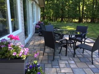 Enjoy morning coffee on the patio.