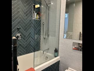 Your bathroom (on same level). There’s also an en suite to our bedroom upstairs, if needed, but we’re thinking you will have all you need at the downstairs level.