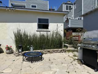 We love to use the rebounder first thing in the morning for a little cardio sesh (we also have a kettlebell and yoga mats)