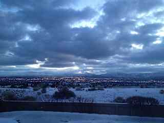 winter evening view from living room