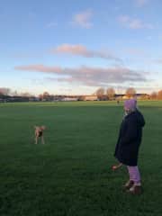 Throwing the ball with James