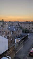 An evening view from the living room