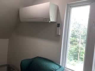 Mitsubishi Heat Pump for  heating and cooling in the  upstairs office