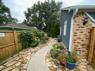 Side entrance to house and backyard.