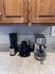Coffee, Espresso maker, and kettle
