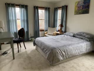 Your room with brand new bed and wall to wall carpet plus computer desk.