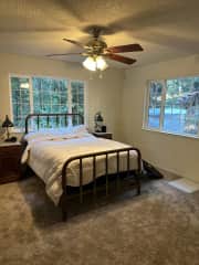 Upstairs bedroom has a double bed