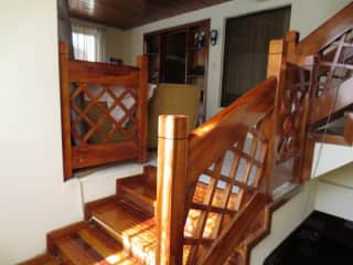 Sunshine on the approach to 2nd floor sitting room. Master bedroom is behind the windows at the top.