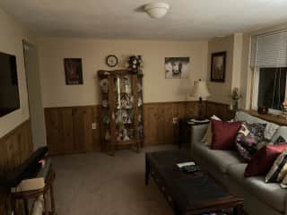 Another view of the downstairs family room.