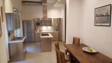 Kitchen with stainless steel appliances