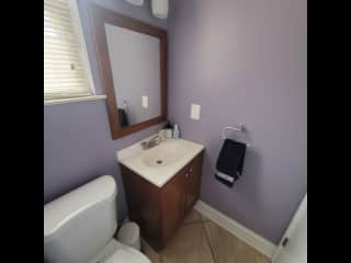 The downstairs powder room