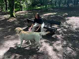 Walking Jon in a neaby forest, he's a nature kinda of guy!