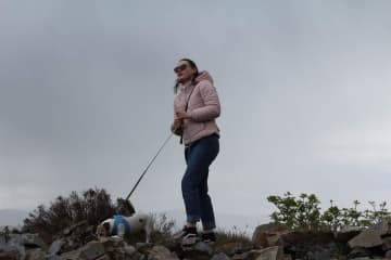 At Dunree Head in Donegal with Daisy