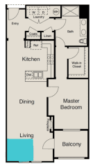 This is the layout of my apartment (flipped the opposite direction). The blue highlighted area is where I put your full size mattress! :)