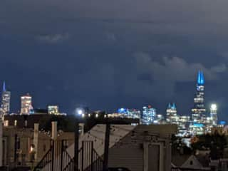 skyline view from rooftop deck