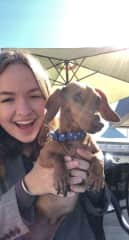 My dog Candy and I at brunch together.