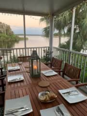 Screened in Lanai and dinner table