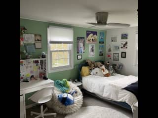 2nd floor child's bedroom with double bed.