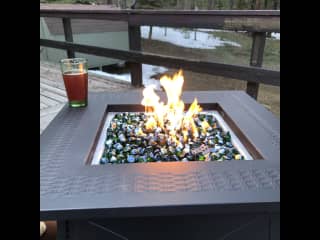 Back deck-gas fire pit.