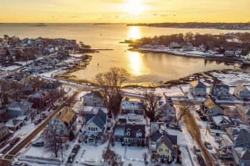 View of our neighborhood in winter. Our house is center front.