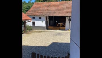 The barn which contains a dinning room and kitchen for our glamping business.