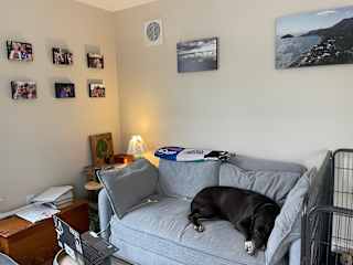Living room, couch pulls out to double sleeper