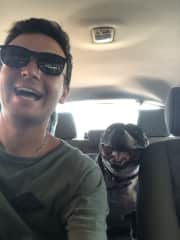 Bomber and me going to the beach! Australia