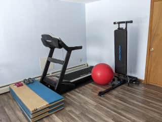 Family room workout area