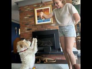 Ellen dancing with Dougal!