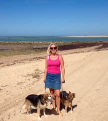 Louise with Max and Rosie in Sancti Petri, Cadiz, Spain