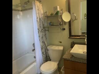 One of two upstairs full bathrooms