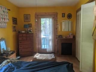 bedroom with view of balconey door