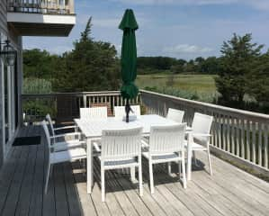 Outdoor dining on the deck, weather permitting