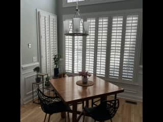 Many large light-filled windows in the home.