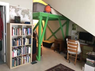 Loft Bed--Please note that unless you are small, two people probably not be happy sleeping up there.