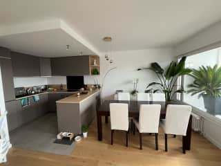 fully equipped kitchen and dining area