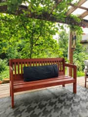 Deck bench and garden