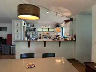 view into the kitchen from living room