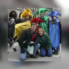 Bundled up for a cold day at Carnivale in Venice, Italy.