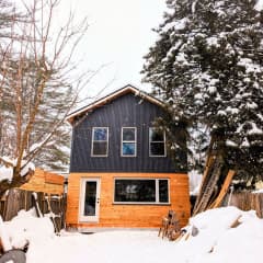 Our house! This is the back of a two unit home. You have your own parking space and this private yard. We now have an amazing deck (not pictured yet!).