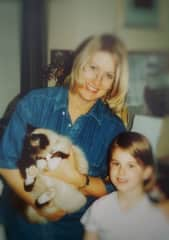 Wendy and daughter with our Birman Teddy.