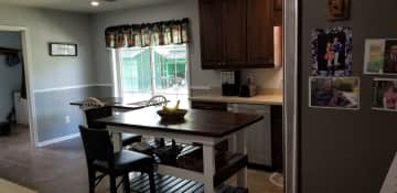 kitchen island and breakfast nook