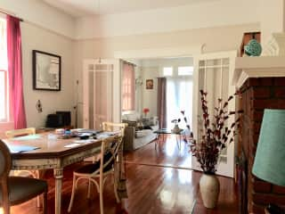 Living area with dining table