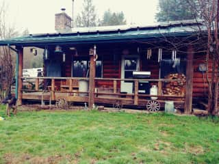 The back of our log home