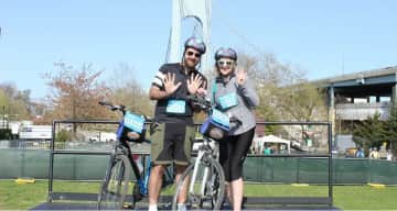 At the end of the Verrazano-Narrows after the Five Boro Bike Tour in NYC