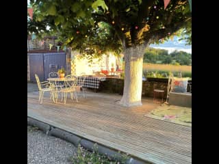 Breakfast under the lime tree