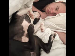 There’s always plenty of play and belly rubs, even in bed!