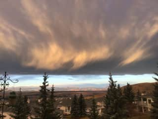 Chinook Arch with mountains in the background taken from our upper deck.